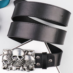Men's Personality Skull Smooth Buckle PU Belt