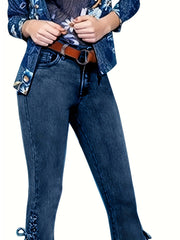  High Rise Lace Up Flared Leg Jeans