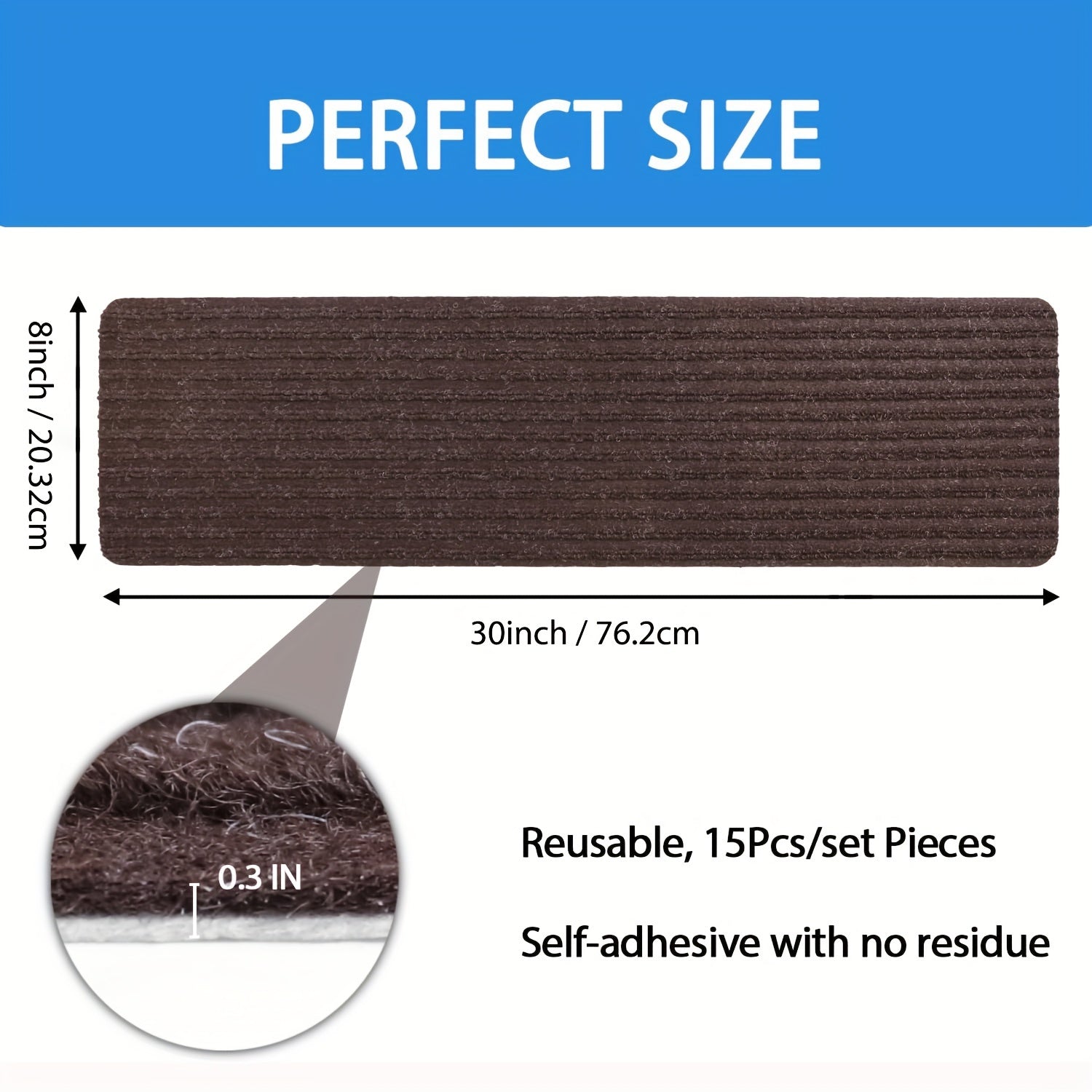 Non Slip Brown Stair Treads 20 X 76 Step Carpet For Staircase