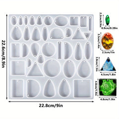 30 Styles Round Gemstone Silicone Casting Molds Holes Resin Epoxy DIY Crafts