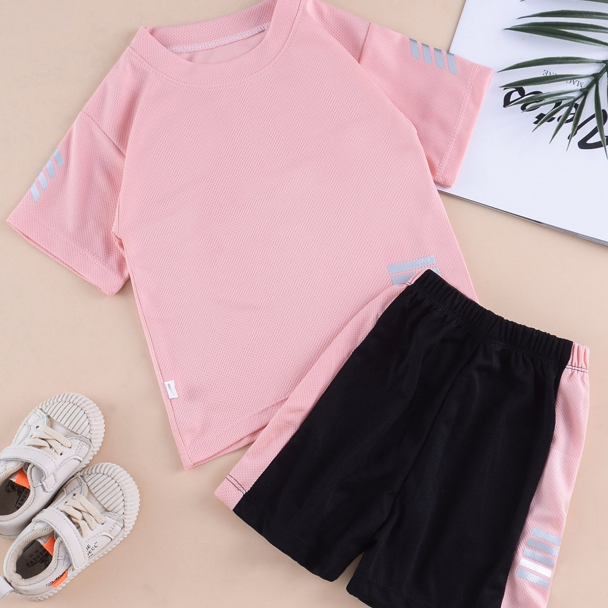 2pcs Boyds Crew Neck Quick Dry T Shirt & Shorts Set For Summer Kids Sports