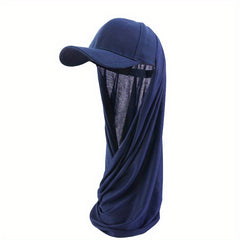 Women Adjustable Baseball Cap With Long Bubble Chiffon Head Wrap Hat And Shawl