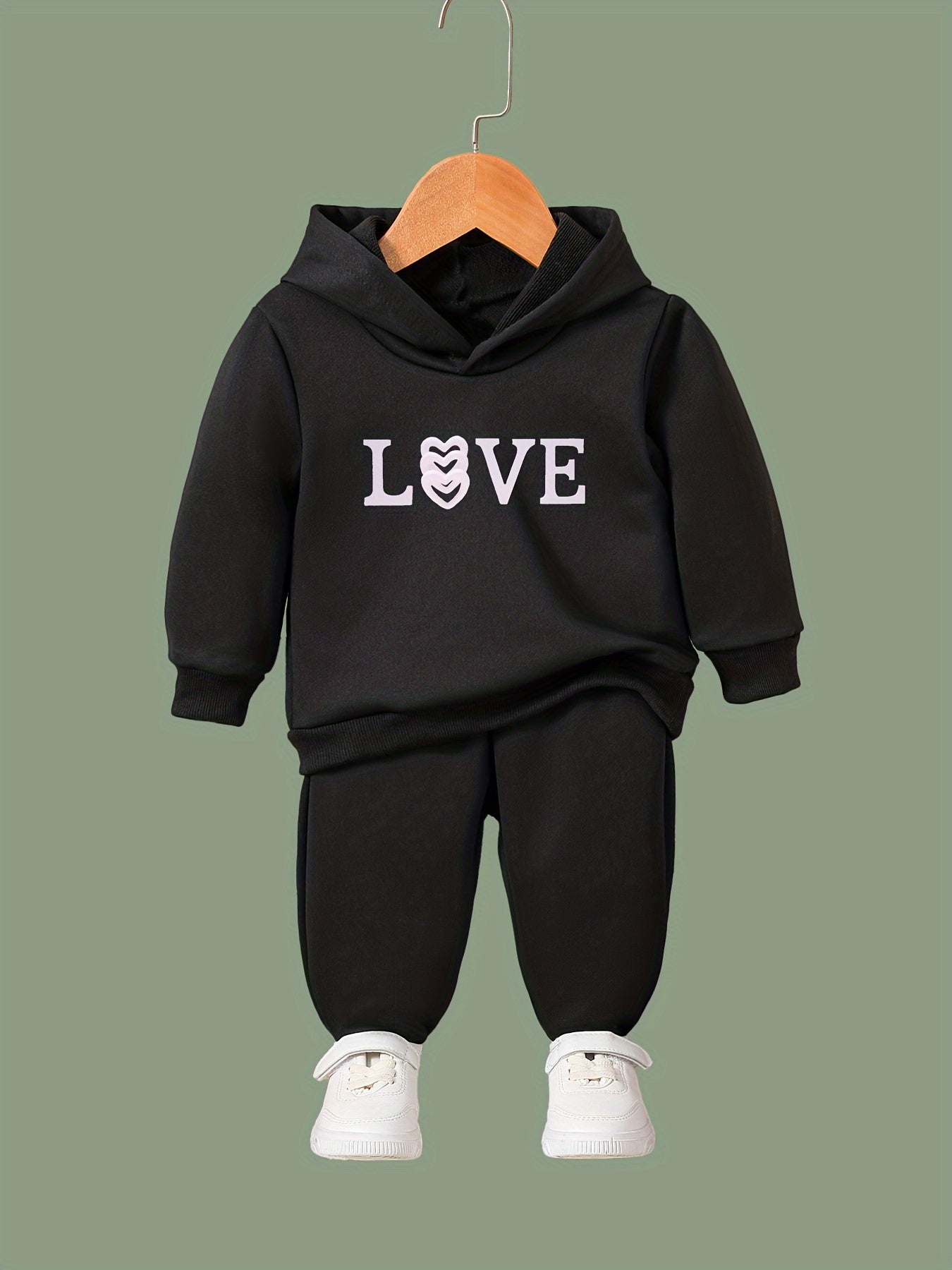 Sweet LOVE Letter Print Hoodies Pants Set For Kids Spring Fall Sports