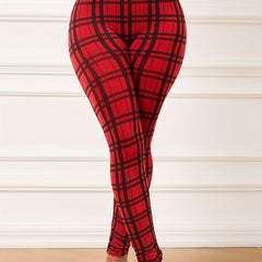  Plaid Print Tummy Control Leggings
