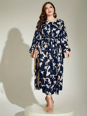 Casual Lantern Sleeve Layered Dress With Belt