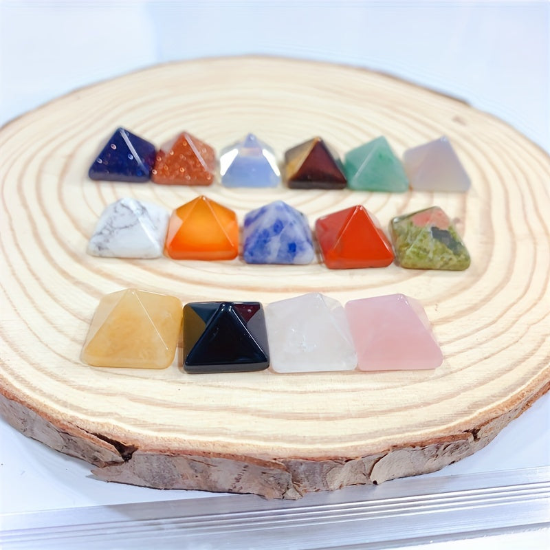 14mm Crystal Pyramid Carving Healing Stones Colorful Reiki Handicraft