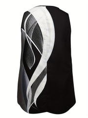  Colorblock Stripe Notched Neck Tank Top
