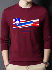 Slovenian Flag Men's Long Sleeve Knitted Sweater