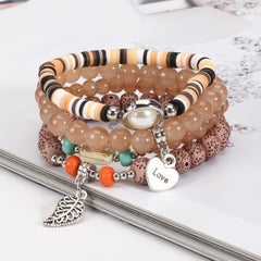 Colorful Beaded Bracelet Set Boho Style Hand Jewelry for Women