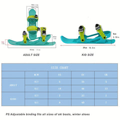 Mini Short Ski Skates For Snow Adjustable Winter Ski Shoes