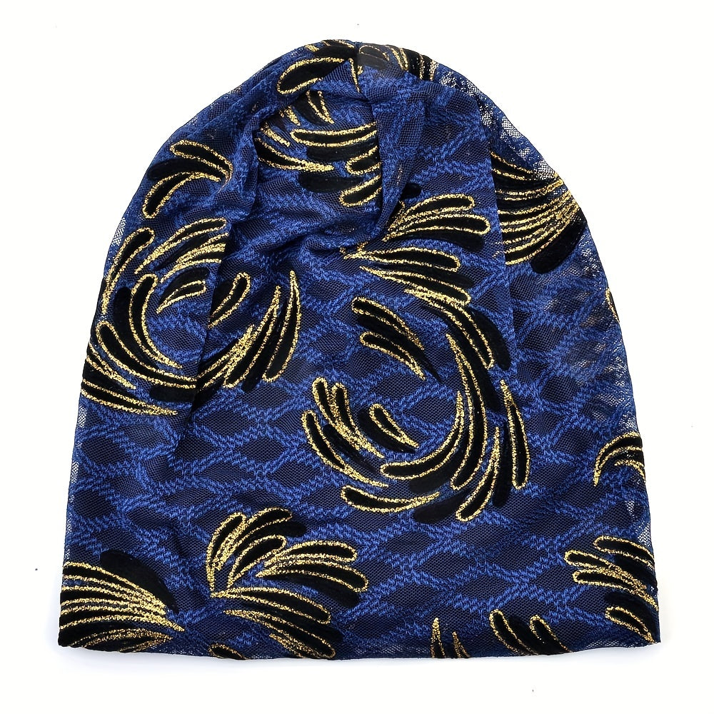 Lace Embroidery Beanie Vintage Elastic Turban Casual Head Wrap Soft Bonnet