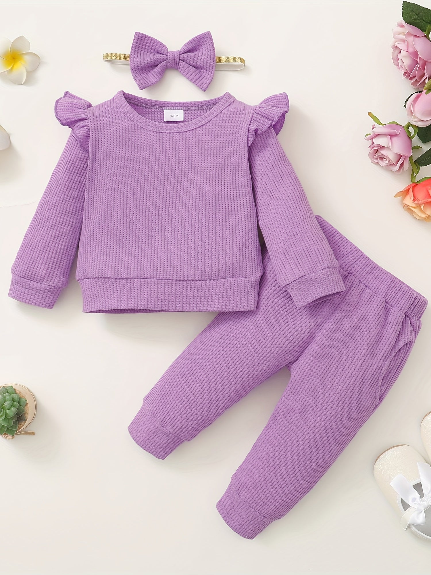 Toddler Girls Ruffle Sleeve Sweatshirt Top Pants Set Valentines Outfit