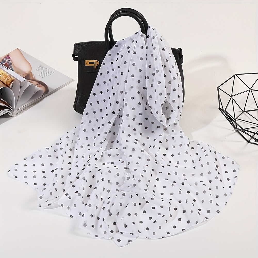 Polka Dot Print Scarf Solid Gauze Shawl Head Wrap Windproof Headscarf Hijab