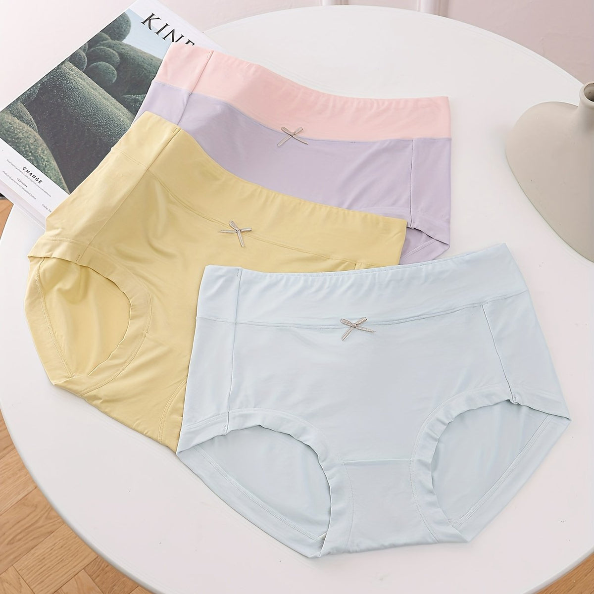 3 Pack Plus Size Seamless Mid Waisted Panties Set