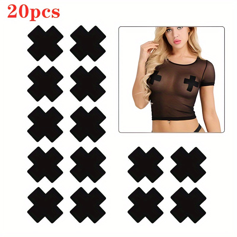 2pcs Women's Cross Shaped Nipple Covers Strapless Satin Chest Stickers