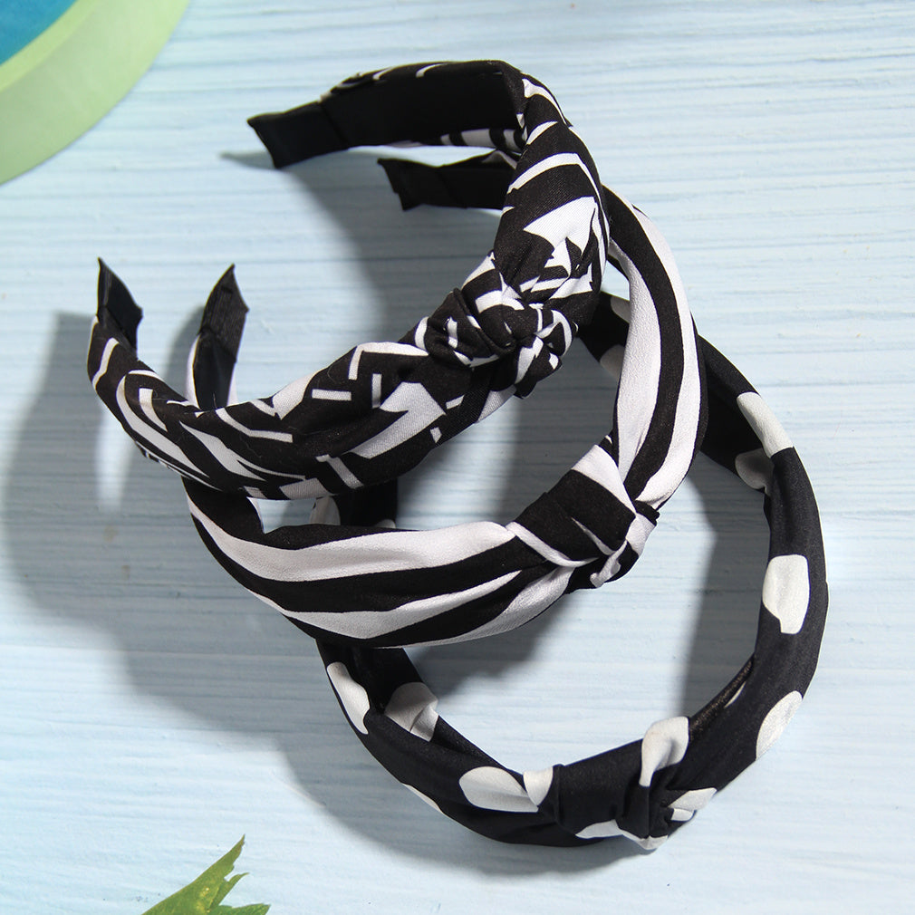 Non Slip Flower Polka Dot Strip Print Wide Hairband