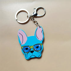 Bulldog Pattern Dog Keychain Bag Pendant Key Ring Ornament