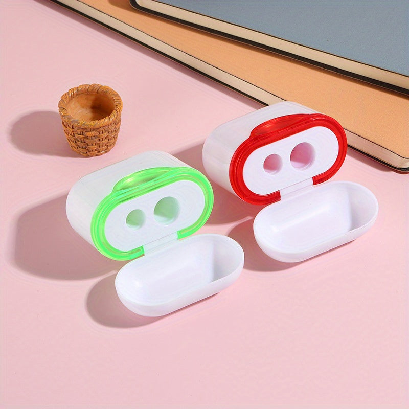 2pcs Dual Hole Pencil Sharpeners Large& Small Holes Compact Portable
