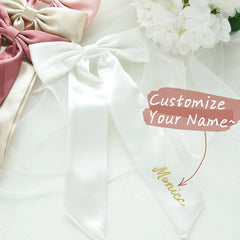 Custom Ivory Satin Hair Bow & Monogram Barrette Bridal Accessory