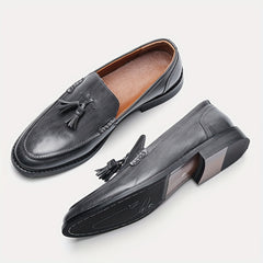 Men's Grey Tassel Loafers for Comfort