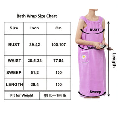 Microfiber Women's Bath Towel Wrap with Button Pocket