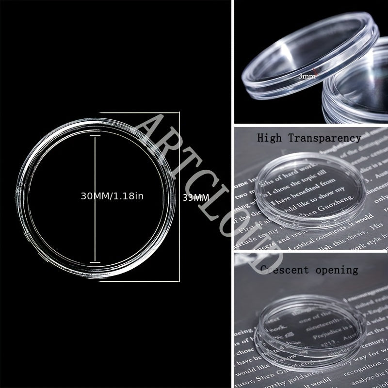 100 Pcs 30mm Coin Capsules & 5 Sizes Gasket Holder Case with Organizer Box