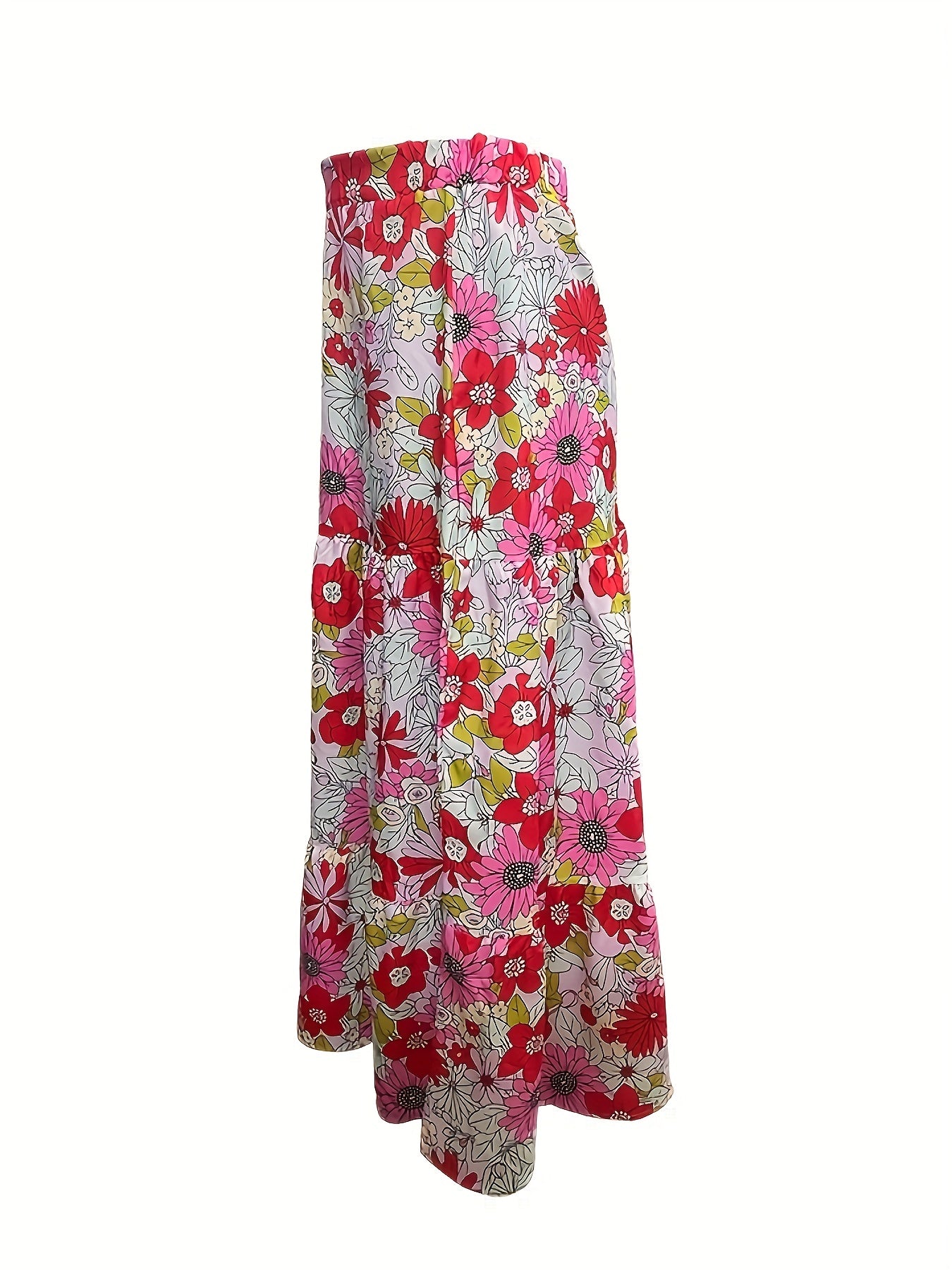 Floral Print Smock Maxi Skirt
