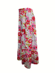  Floral Print Smock Maxi Skirt