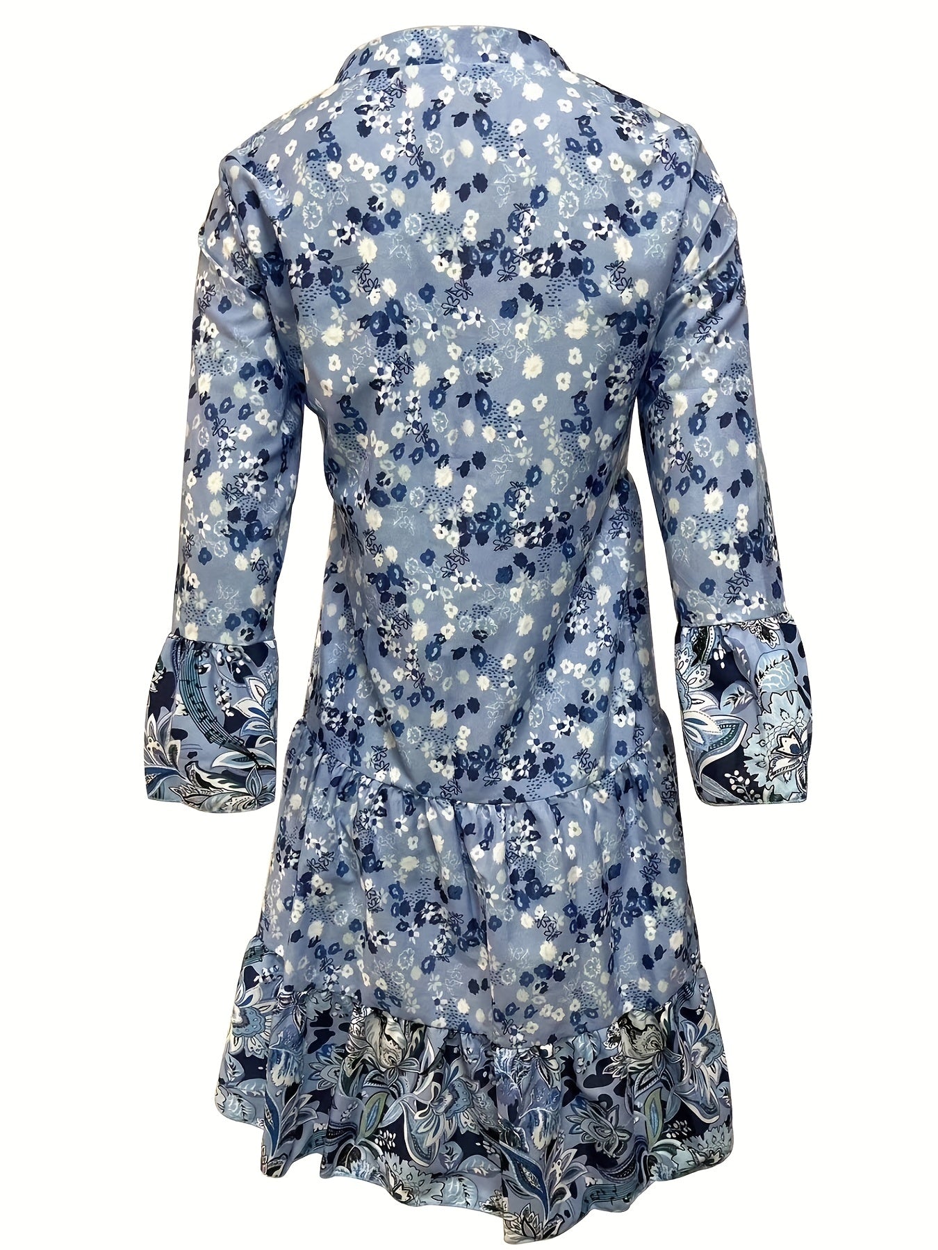  Boho Dress Women's Plus Floral Print Long Sleeve