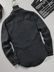 Men's Slim Denim Jacket Casual Crew Neck Top
