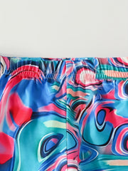 Girls' Colorful Swirls Print Cropped Pants