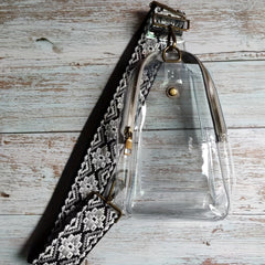 Transparent Zipper Sling Bag with Vintage Strap