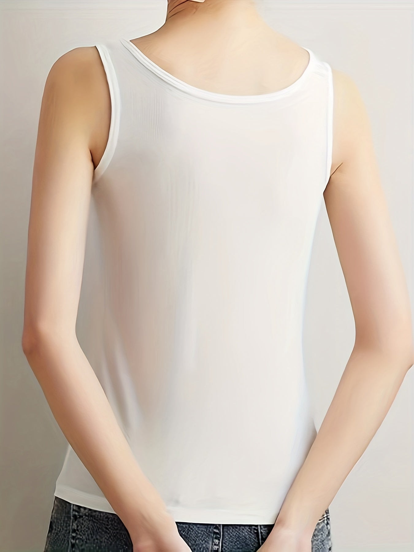 Ribbed Tank Top Crew Neck Sleeveless Casual Top