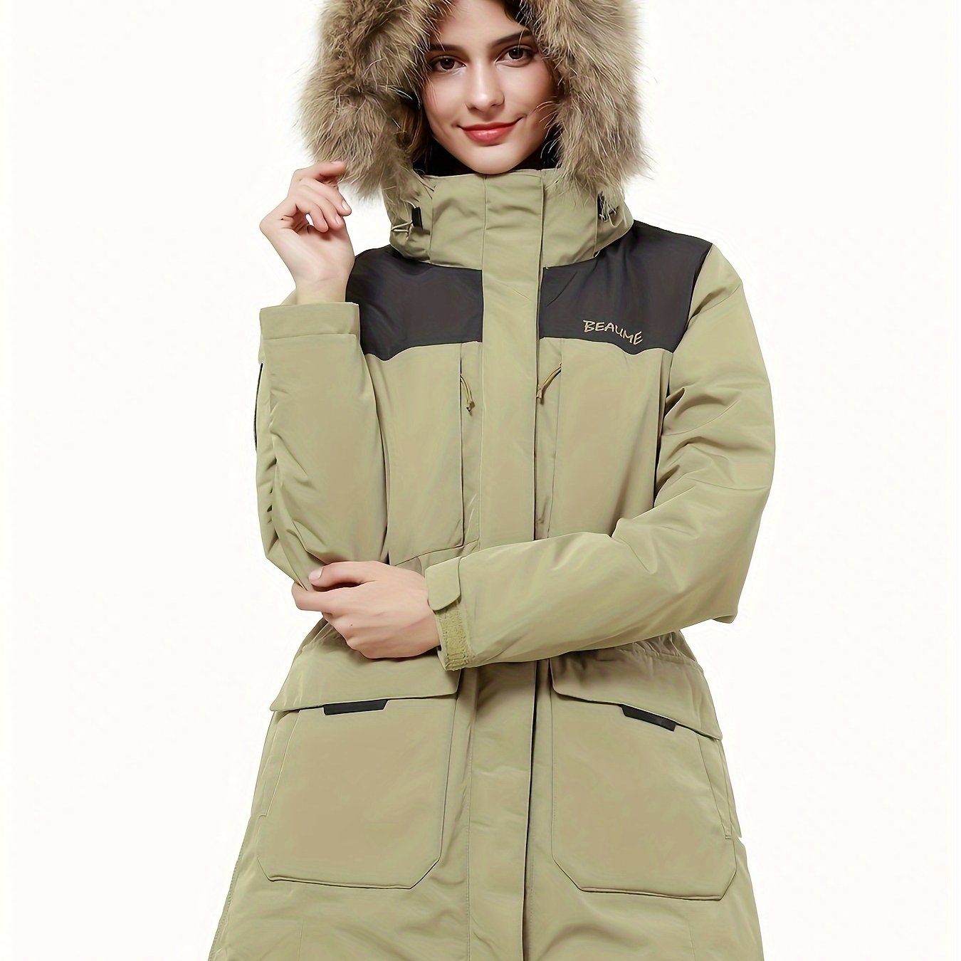 Women's Contrast Winter Down Jacket Thick Warm Sports Puff Coat