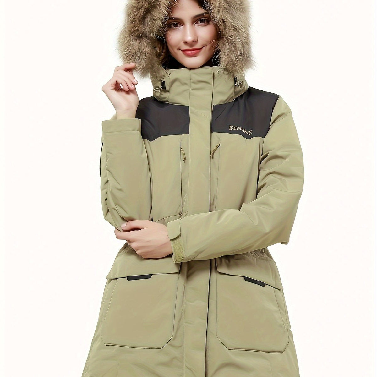 Women's Contrast Winter Down Jacket Thick Warm Sports Puff Coat