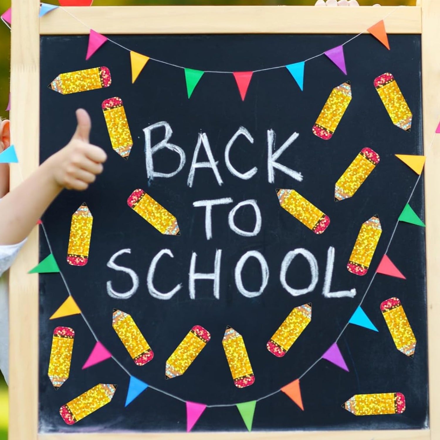 500pcs Back to School Stickers Roll Holographic Laser Cut Pencil Decals