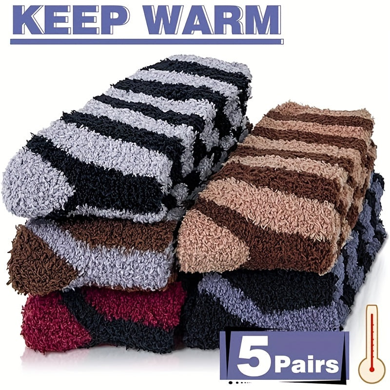 5 Pairs Men's Fluffy Winter Thermal Cozy Sleep Socks