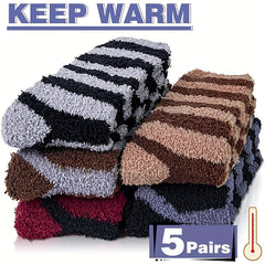5 Pairs Men's Fluffy Winter Thermal Cozy Sleep Socks