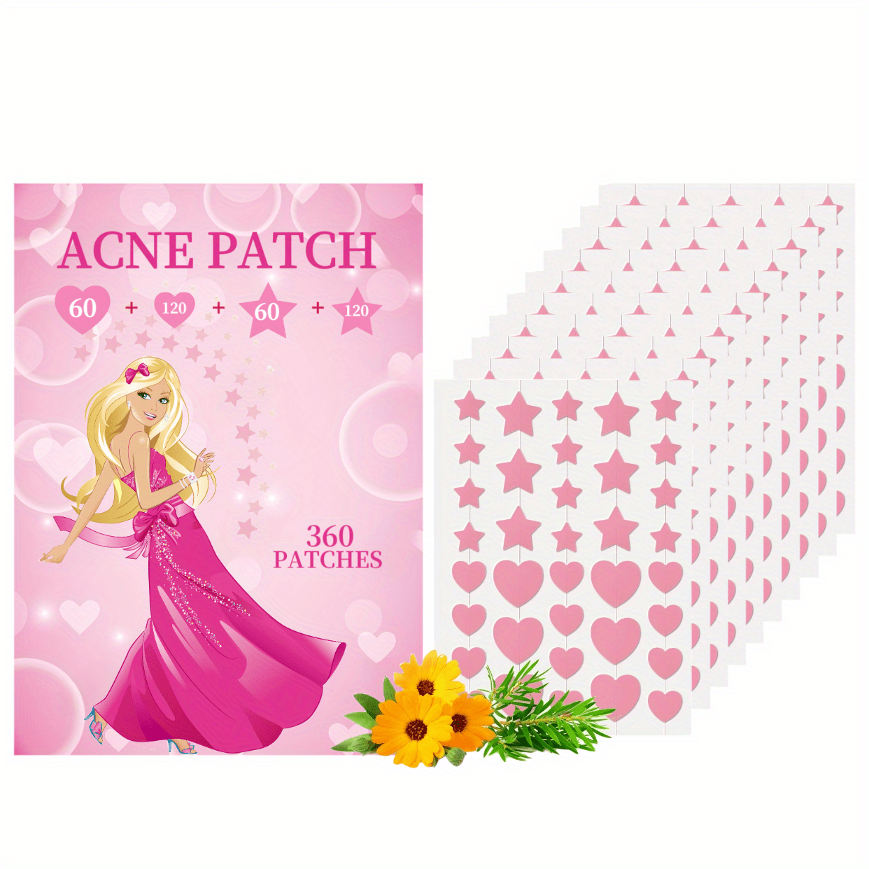 360 Counts Pink Heart & Star Shaped Acne Patch Hydrocolloid Acne Patches