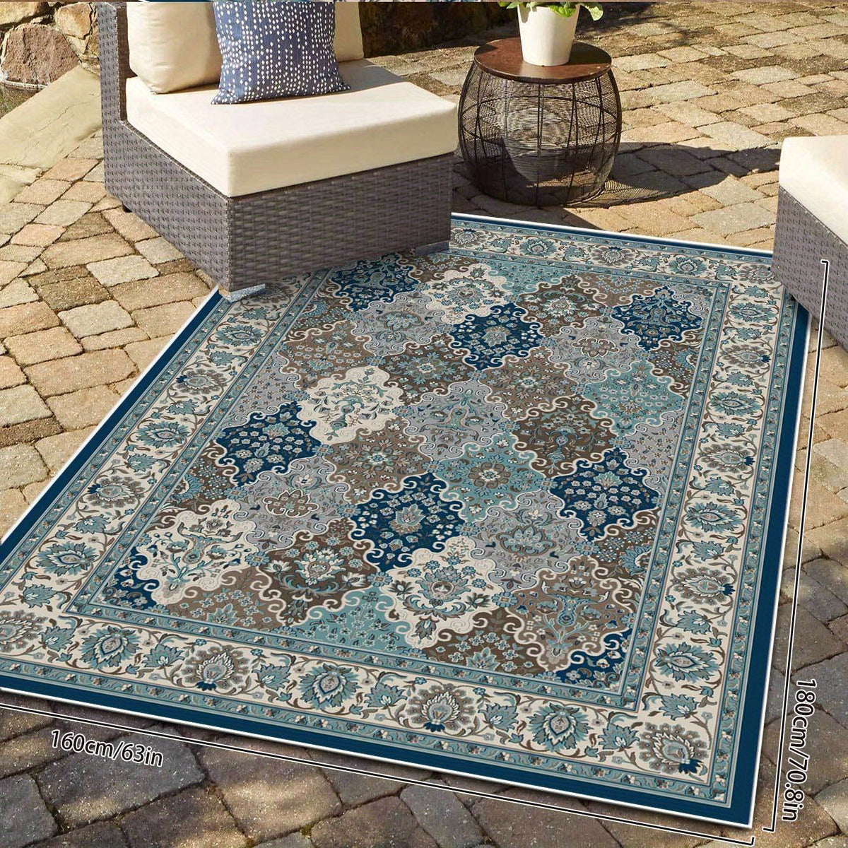 Vintage Boho Area Rugs Non Slip Low Pile Washable