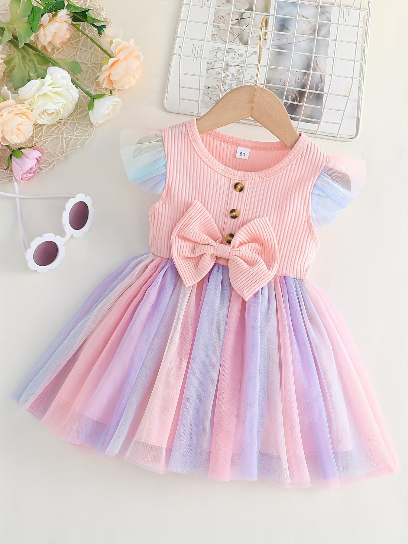 Baby Girls Bowknot Mesh Dress Summer Clothes