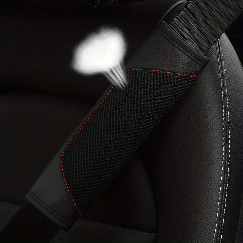 1pc PU Leather 3D Mesh Car Seat Belt Shoulder Protector Cover