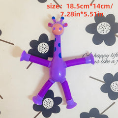 4pcs Giraffe Stretch Toy Suction Cup Various Shapes Stretch Pipe Novelty Toy