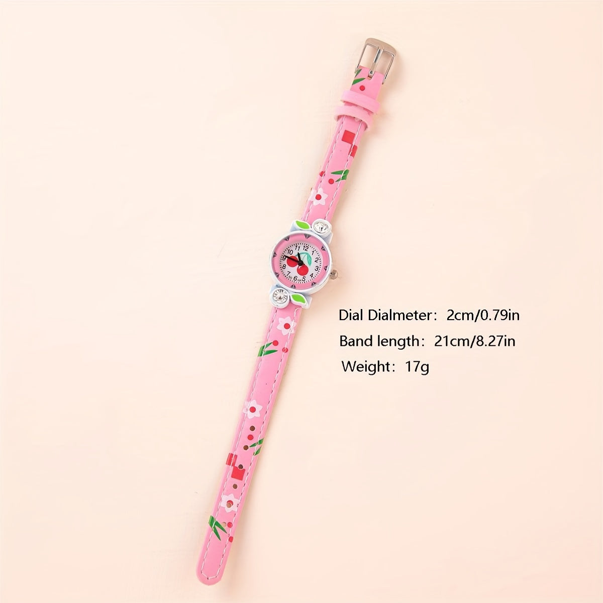 Casual Pointer Alloy Round Wrist Watch With Cherry Belt