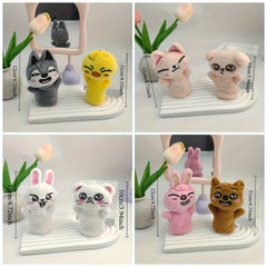 2 Mini Finger Puppets Soft Plush Cartoon Characters Mixed Colors