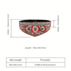 Bohemian Turquoise Flower Wide Belt Vintage Triangle Elastic Adjustable Belt