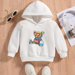 Bear Print Baby Boys Hooded Sweatshirt