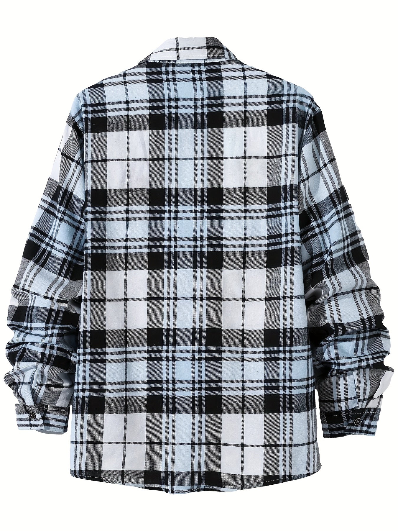 Plaid Print Long Sleeve Button Up Collar Shirt