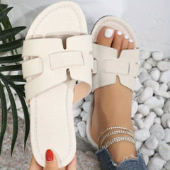 Women's Casual Flat Slide Shoes Open Toe Slip-On Indoor/Outdoor Slides