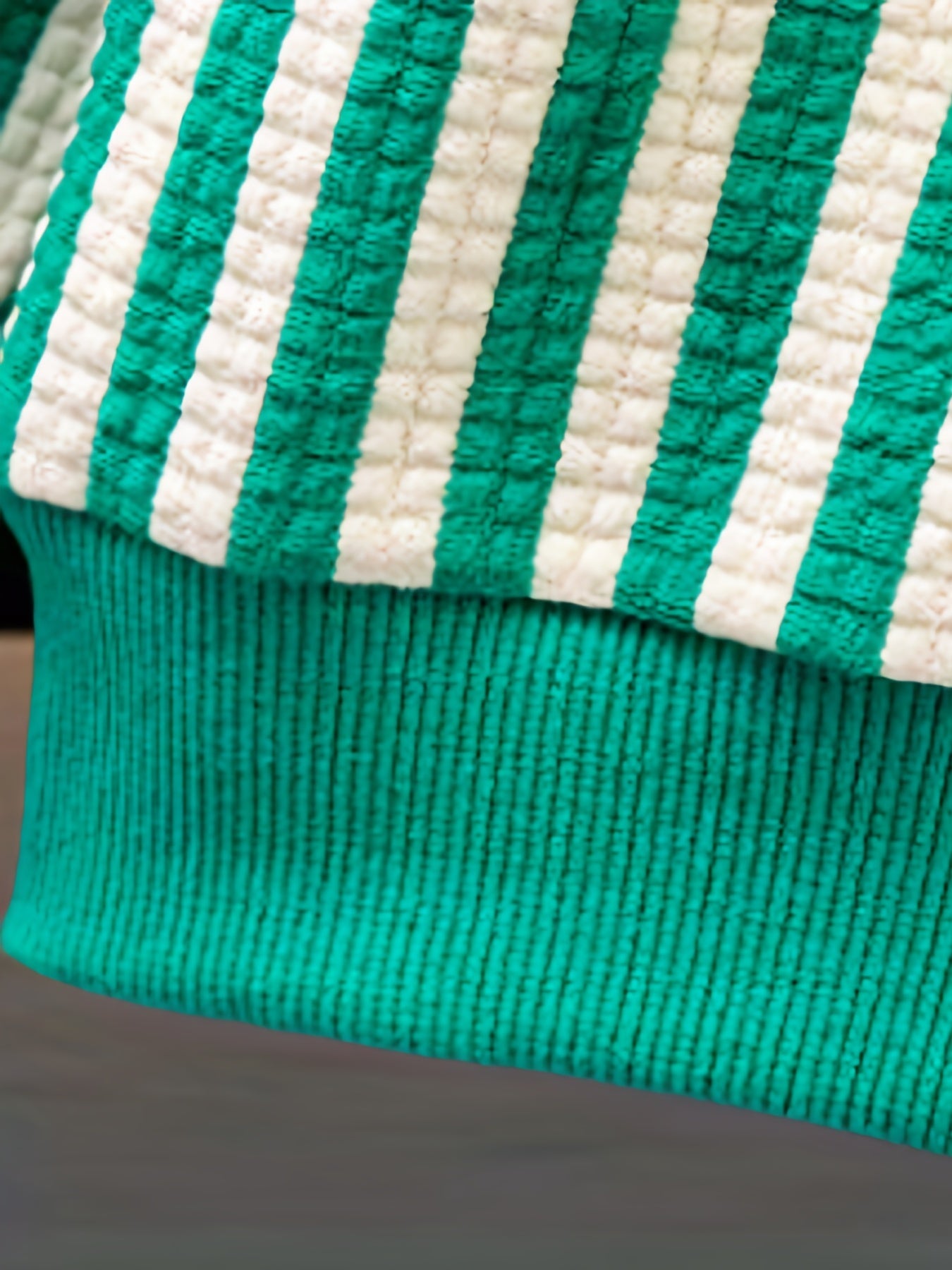 Boys Textured Striped Pullover Sweatshirt Long Sleeve Crew Neck Tops